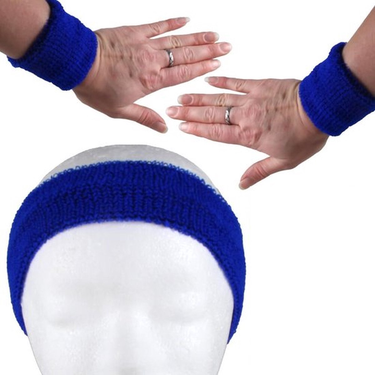 Set of Headband and 2x Wristbands | Sweatband | Sweatbands 6x8 CM | Head and Wrist | Sports Bands | Dark Blue