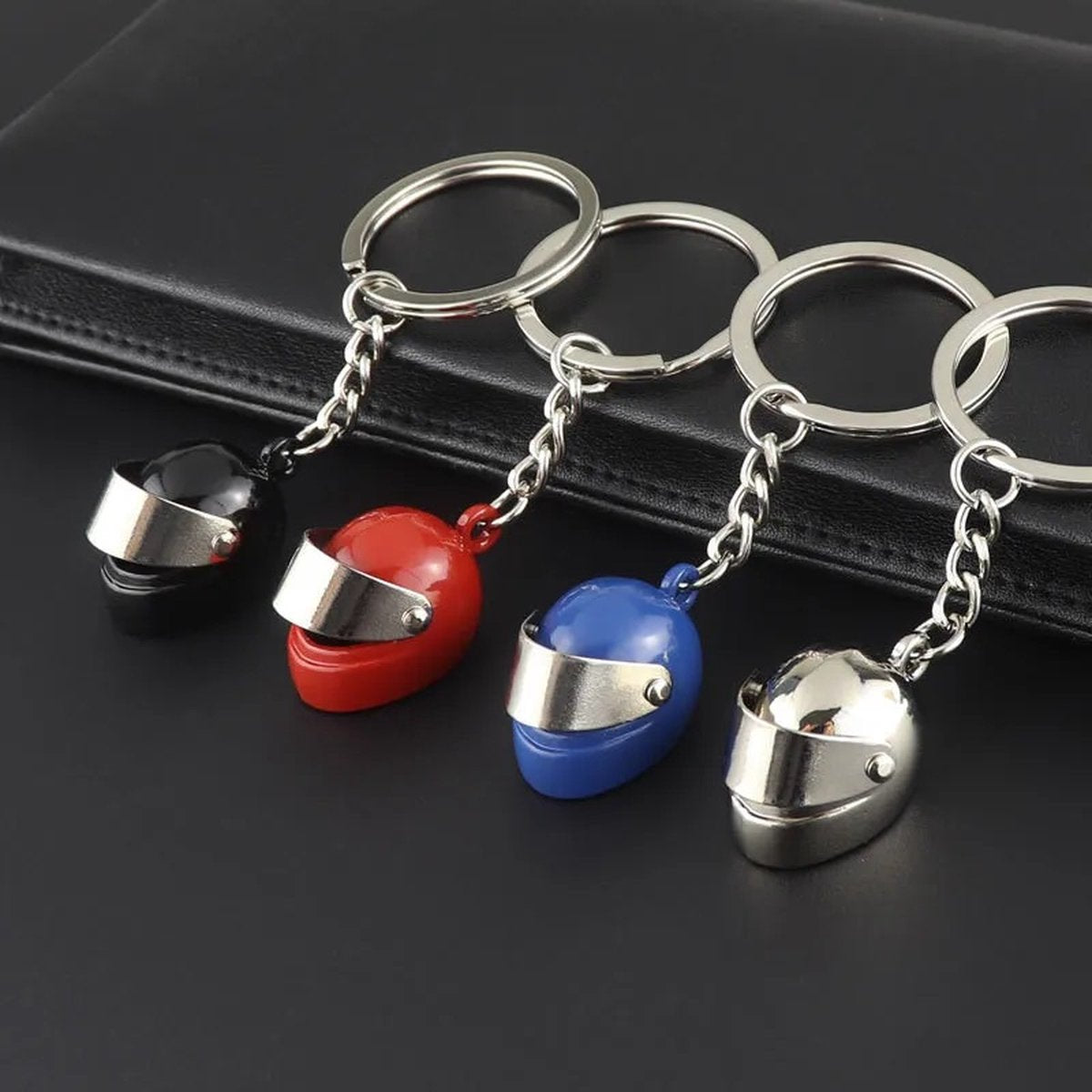 Motorcycle Helmet Keychain | Scooter Helmet Key Holder | Full-Face Helmet Keychains | Red