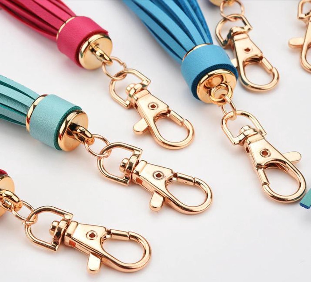 Tassel keychain | leather (PU) / women / men / bag charm / car - leather lanyard CORAL RED