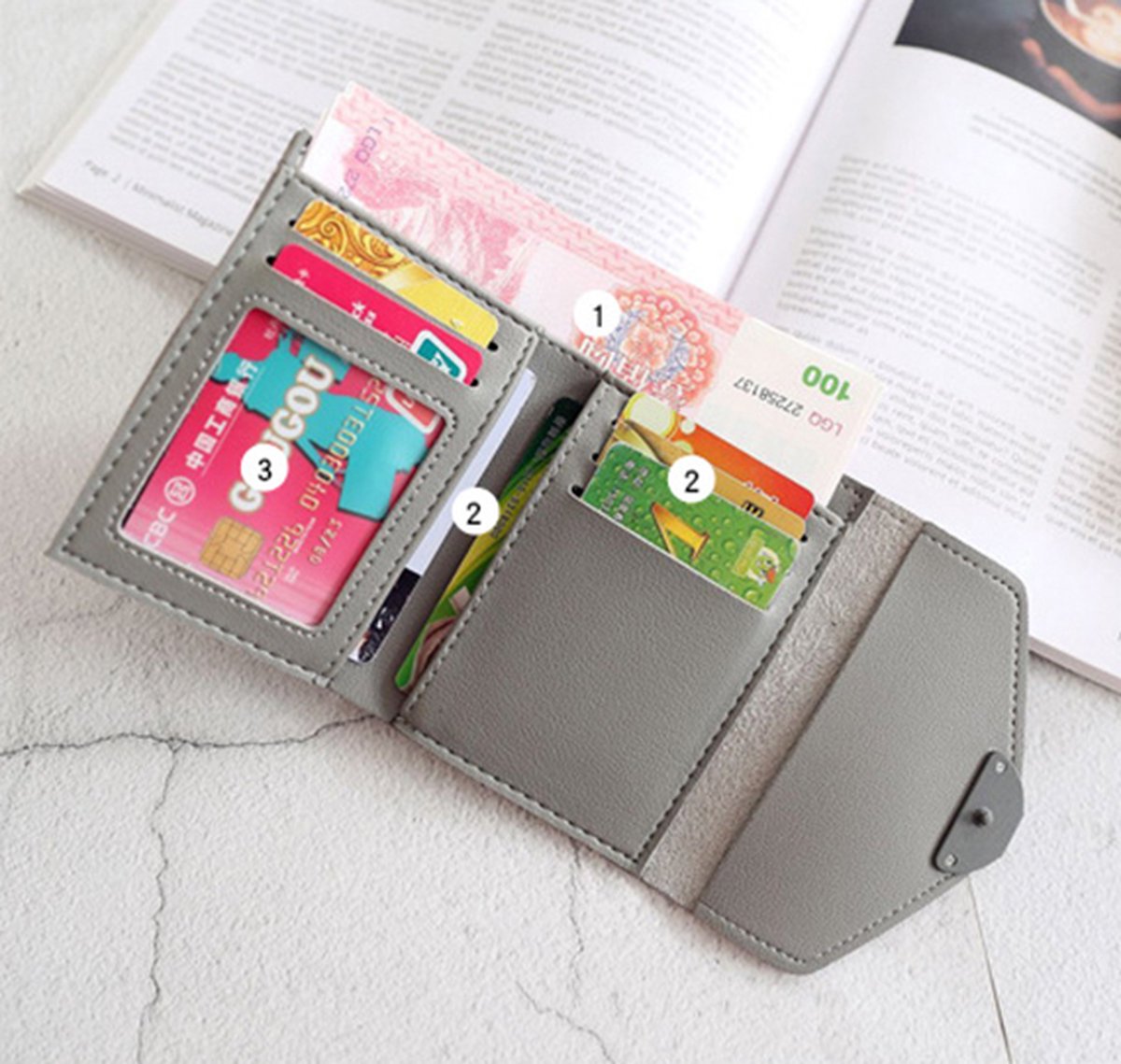 Luxury Card Holder with Flowers | Credit Card Holder | With Cash Compartment | Card Holder | Wallet | PU Leather | Purse | Light Green