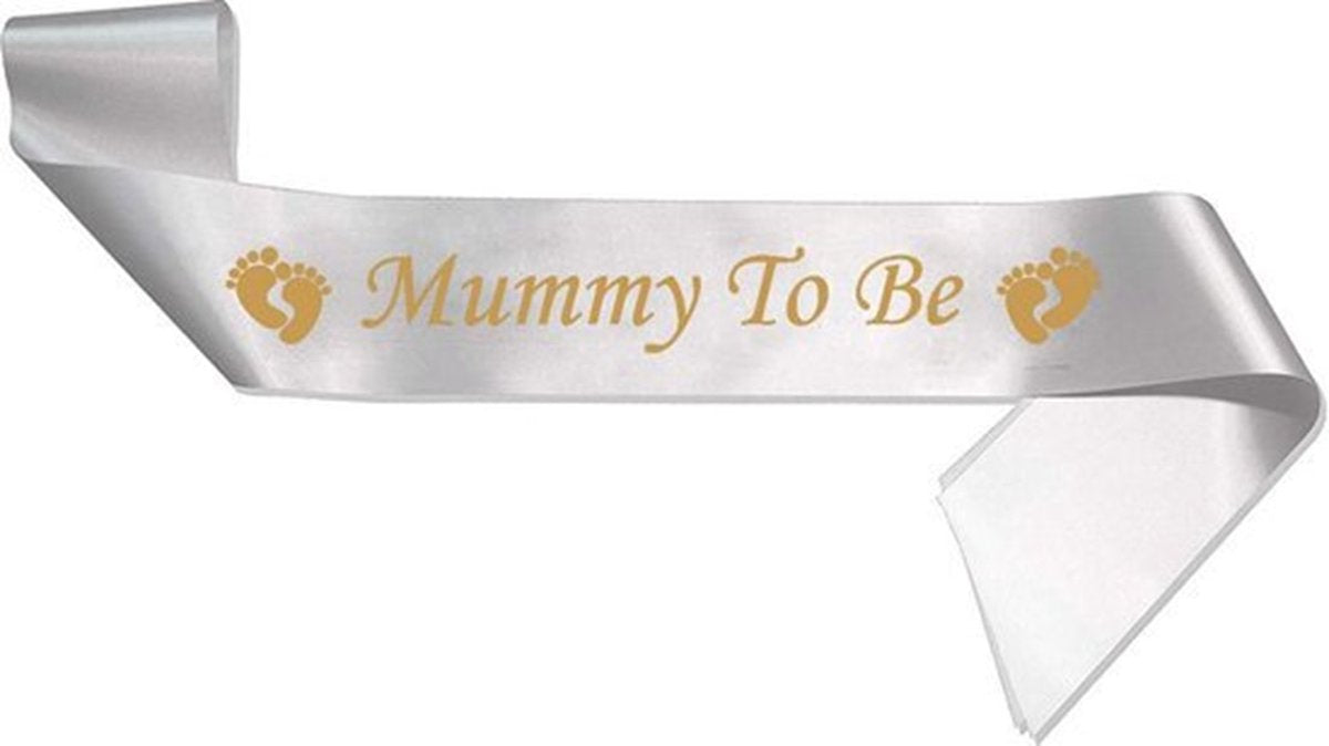 Mom to Be Sash I Mommy To Be Sash I Mummy to Be Sash I White with Gold