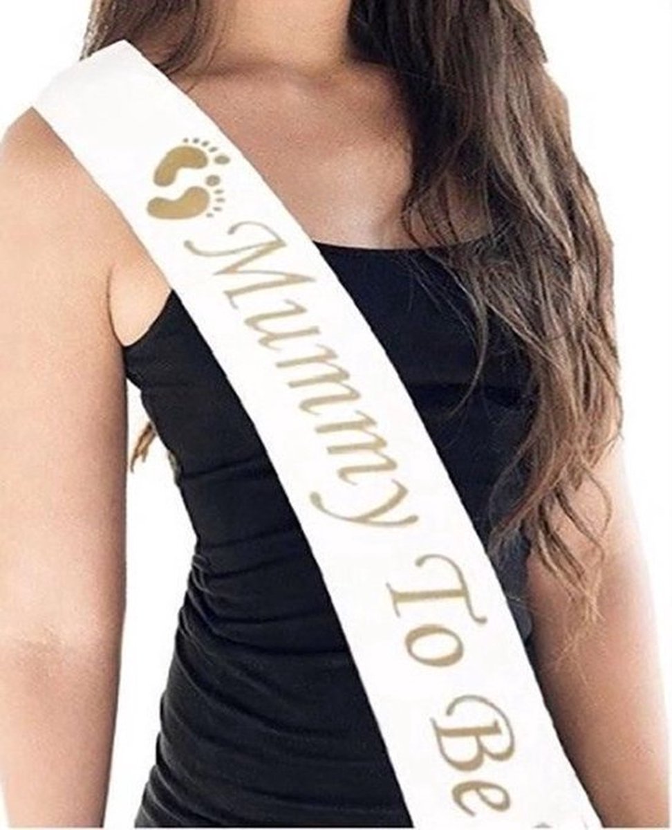 Mom to Be Sash I Mommy To Be Sash I Mummy to Be Sash I White with Gold