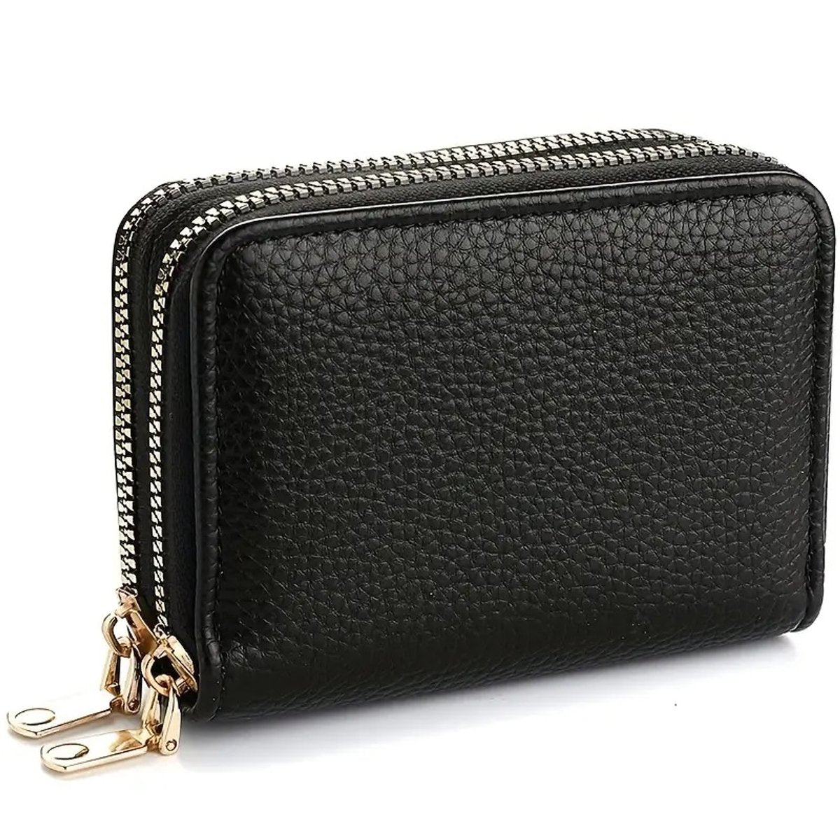 Luxury Double Zipper Wallet & Card Holder | Wallet | For Letters, 11 Cards & Coins | PU Leather | Black