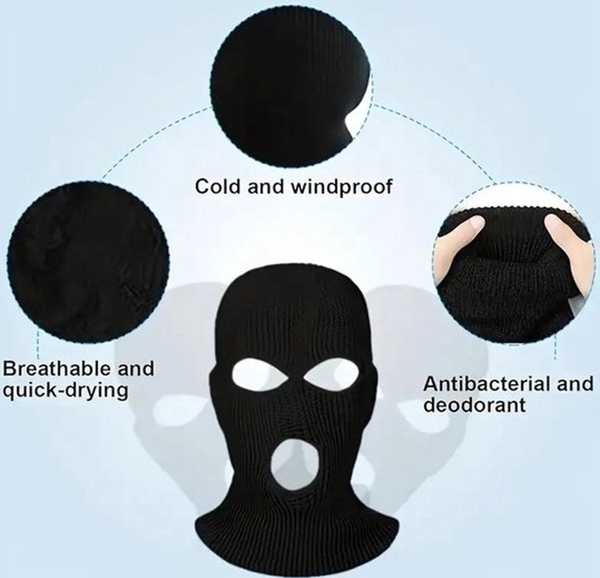 Three-Hole Balaclava | Facemask | Ski Hat | Bivouac | Winter Sports | Motorcycle/Skipper/Cycling Hat | Universal / One Size | Navy Blue