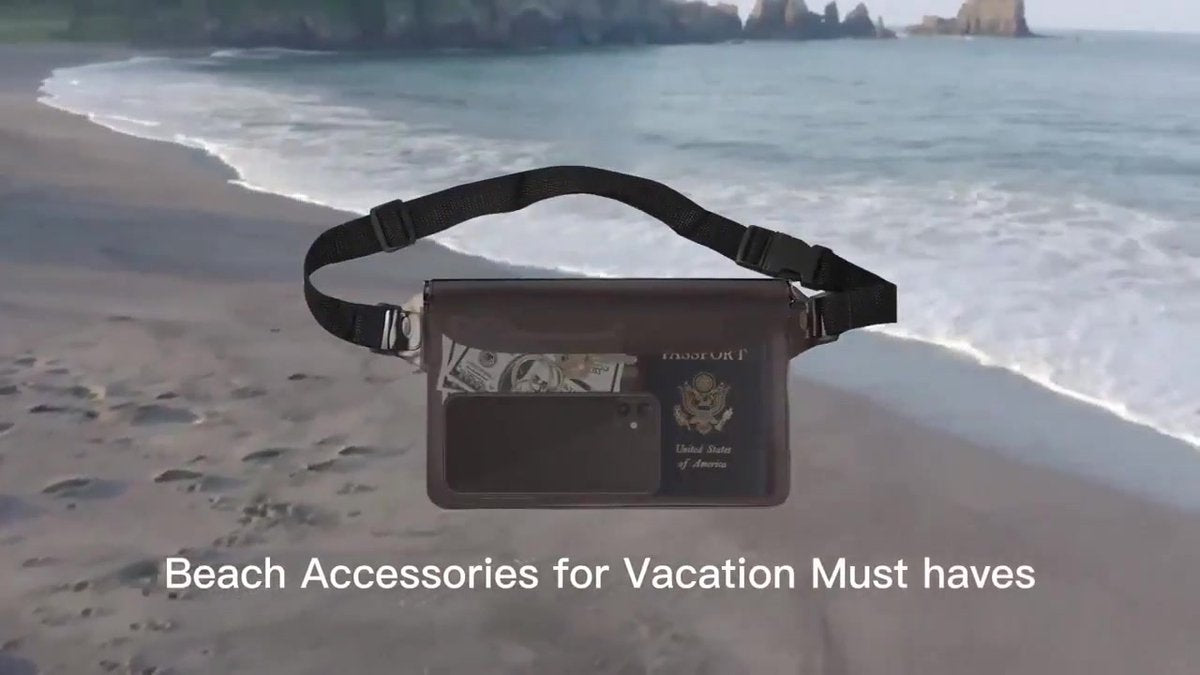 Waterproof Waist Bag | Running Belt | With Smartphone Holder | Transparent | Fanny Pack | Running Bag | Red