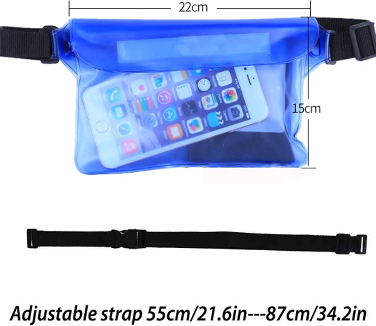 Waterproof Waist Bag | Running Belt | With Smartphone Holder | Transparent | Fanny Pack | Running Bag | Red