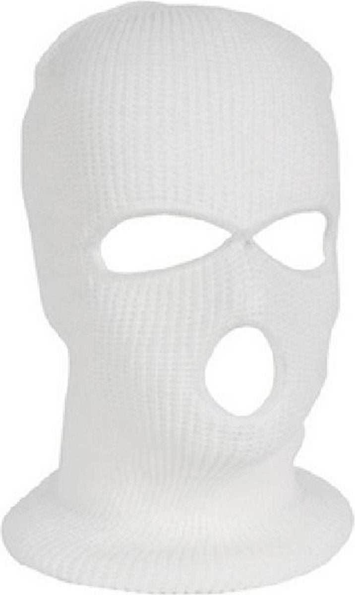 Three-Hole Balaclava | Facemask | Ski Hat | Bivouac | Winter Sports | Motorcycle/Skipper/Cycling Hat | Universal / One Size | White