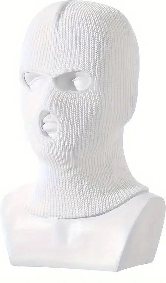 Three-Hole Balaclava | Facemask | Ski Hat | Bivouac | Winter Sports | Motorcycle/Skipper/Cycling Hat | Universal / One Size | White