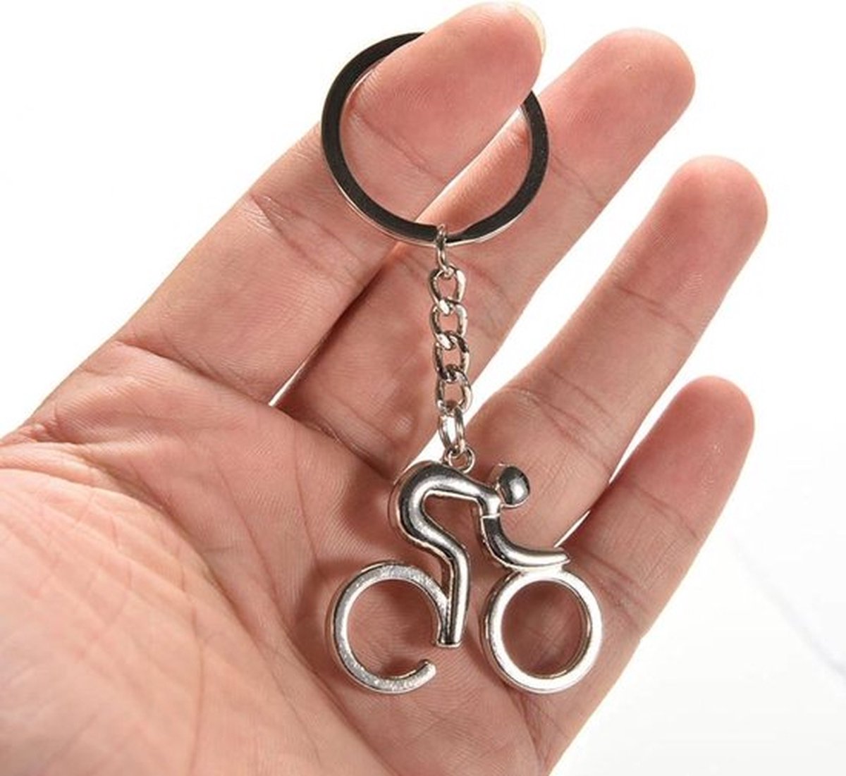 Cyclist Keychain | Key Holder | Road Bike Keychain | Cycling Keychain | Stainless Steel | Silver