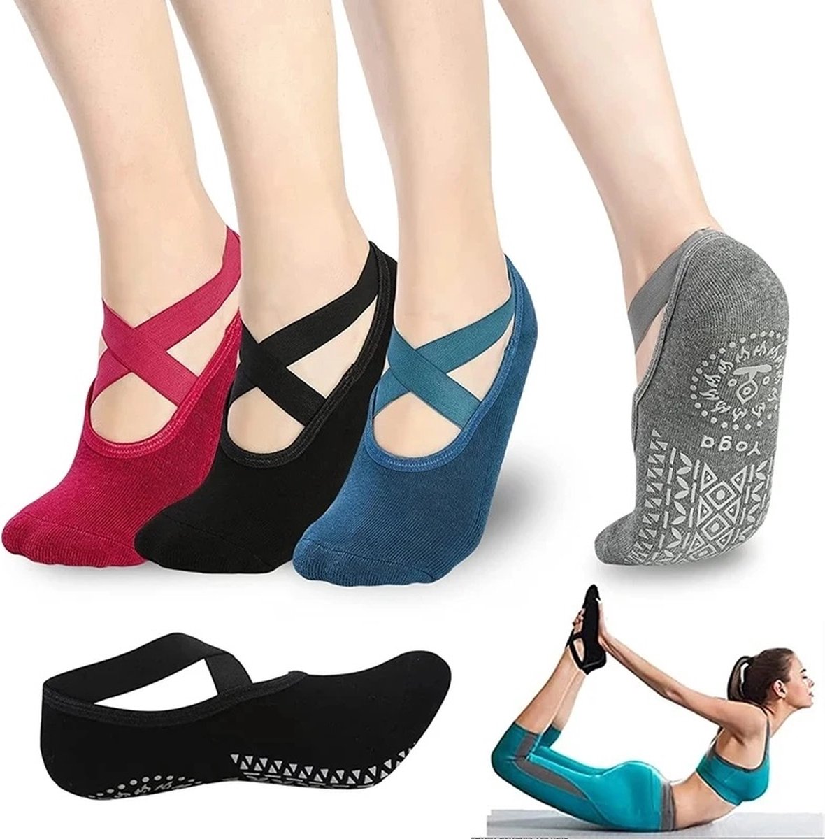 Closed Toe Yoga Socks | With Anti-Slip Bottom | Anti-Slip Socks | Pilates Socks | Size 36-40 | Black