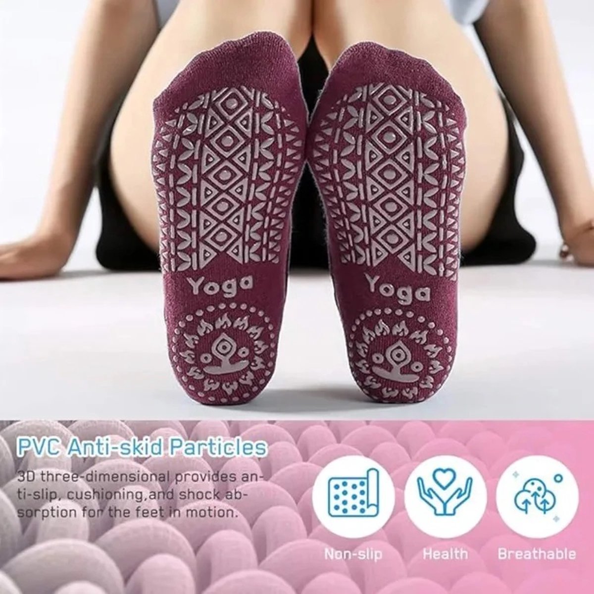 Closed Toe Yoga Socks | With Anti-Slip Bottom | Anti-Slip Socks | Pilates Socks | Size 36-40 | Black