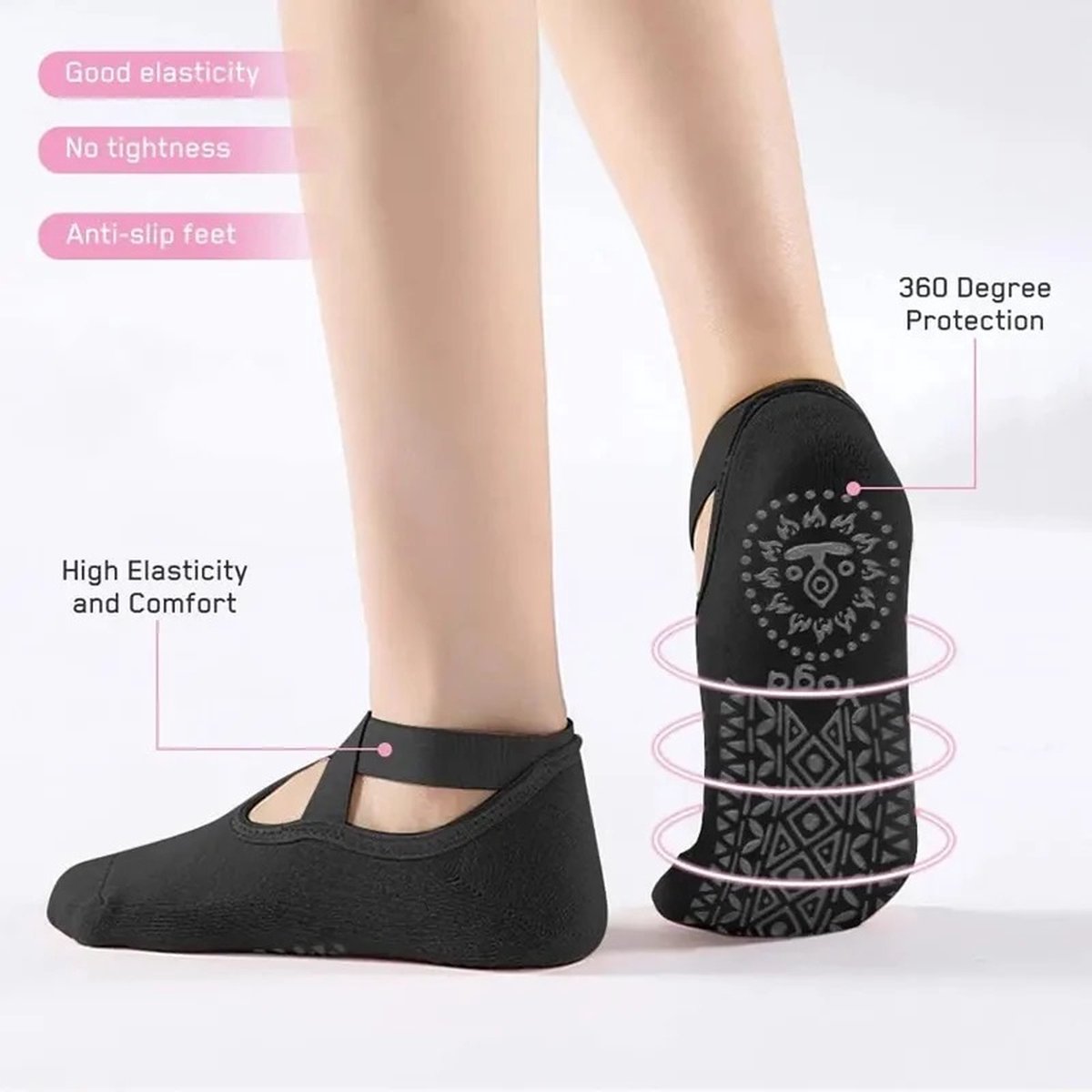 Closed Toe Yoga Socks | With Anti-Slip Bottom | Anti-Slip Socks | Pilates Socks | Size 36-40 | Red