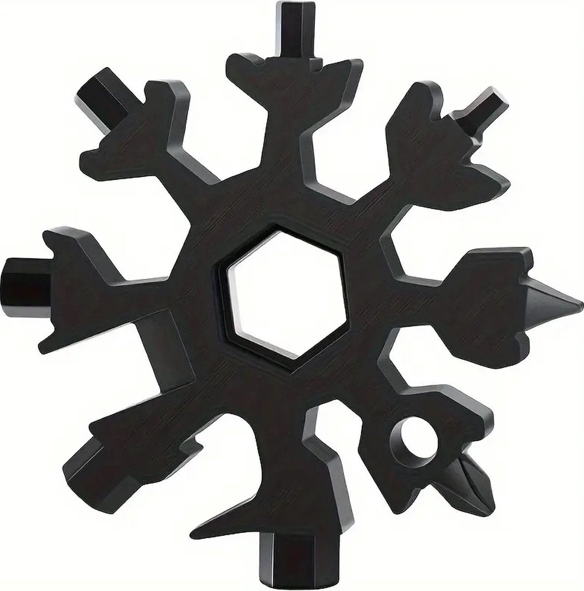 18 in 1 Multipocket Tool | 18 Functions | Stainless Steel | Multitool Keychain | Bicycle Tools | Snowflake | Black