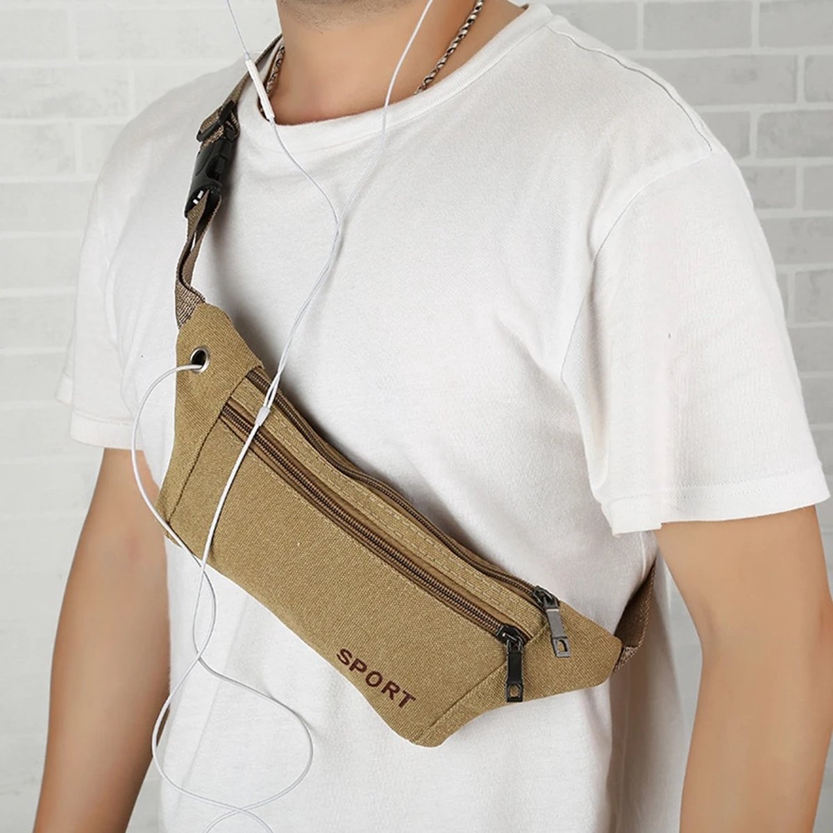 Sporty Waist Bag | Running Belt | Fanny Pack | Crossbody Bag | With Phone Holder & Cable Opening | Running Bag | Unisex | Black