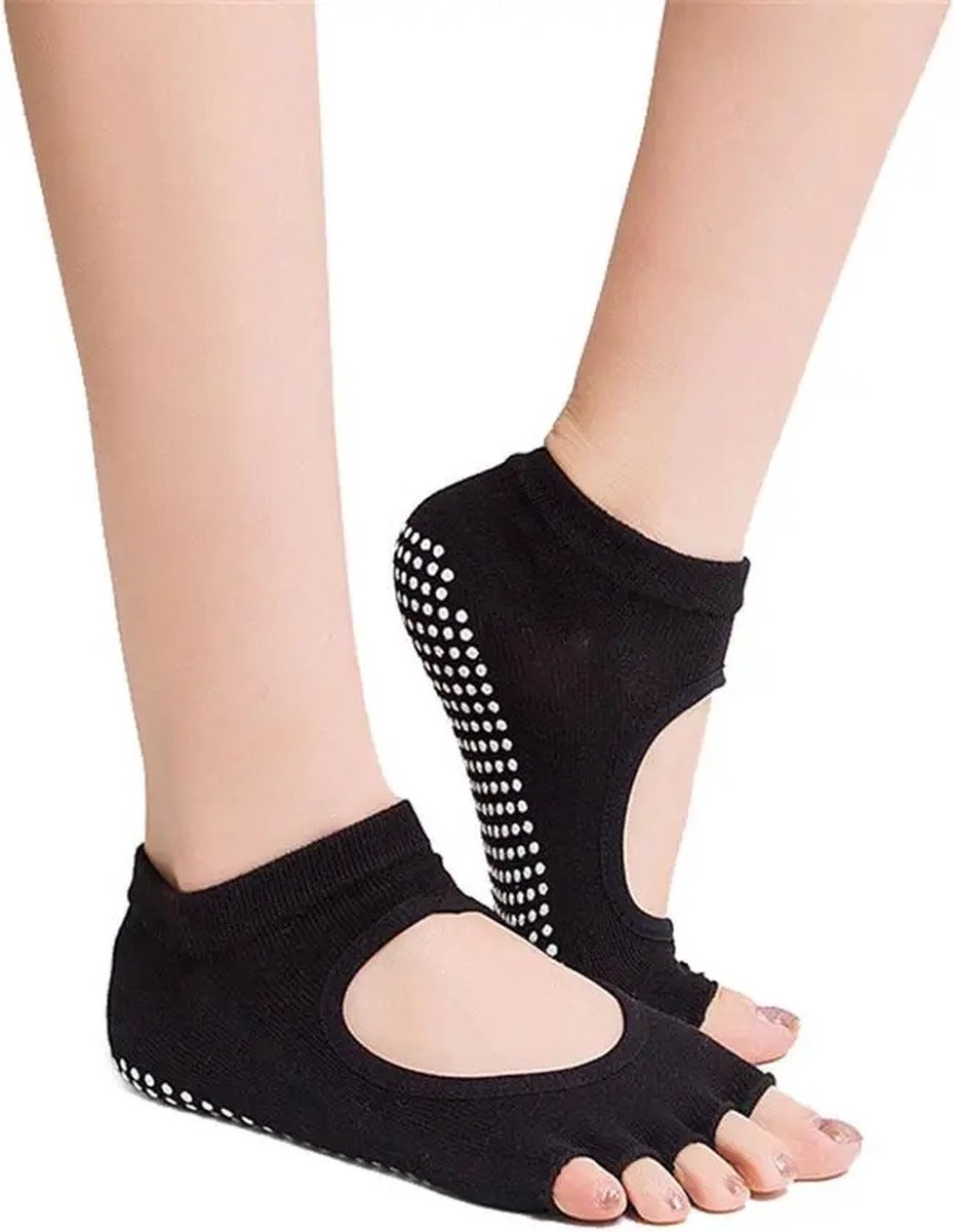 Yoga Socks Full Open Toe | Full Toe Yoga Sock | With Anti-Slip Bottom | Anti-Slip Socks | Pilates Socks | Size 36-40 | Black