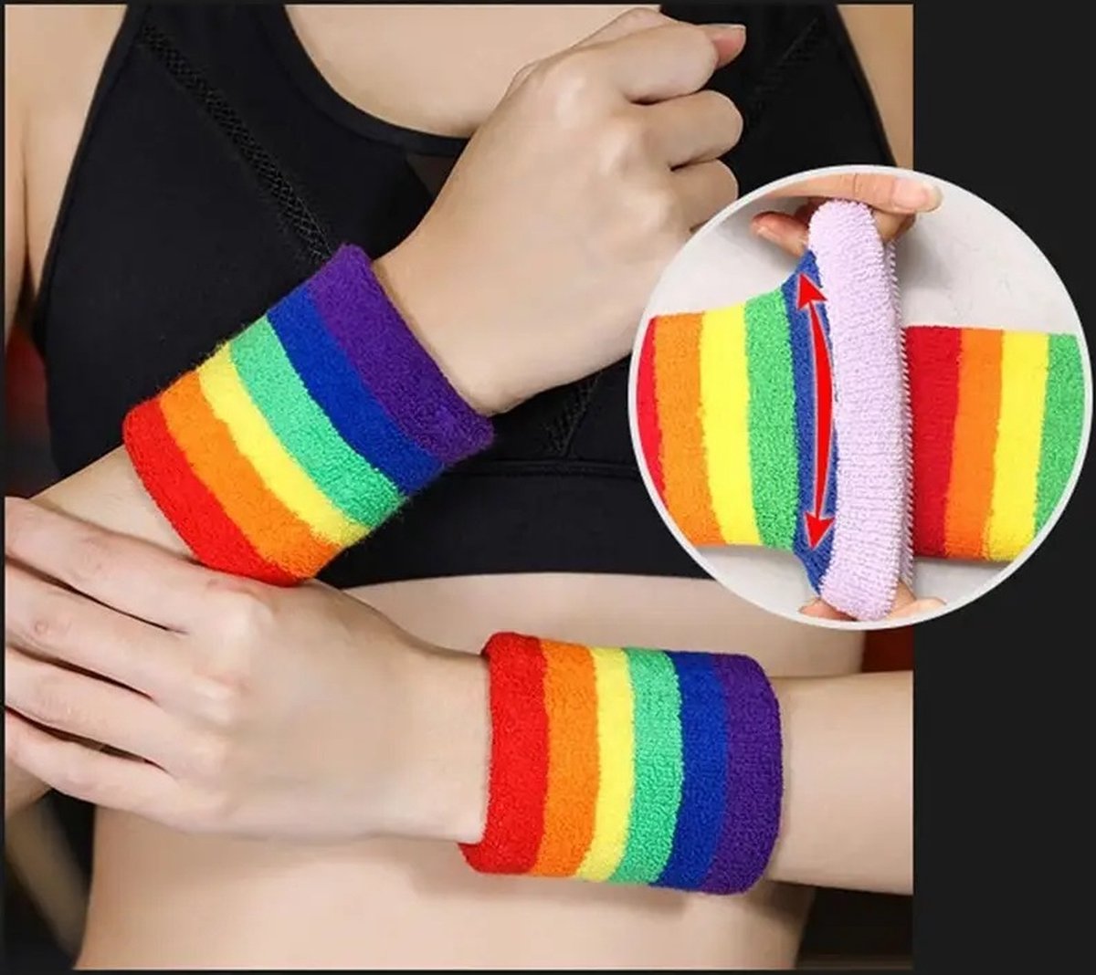 Set of Headband & 2x Wristbands Set | Sweatband | Sweatbands | Head and Wrist | Sports Band | Rainbow