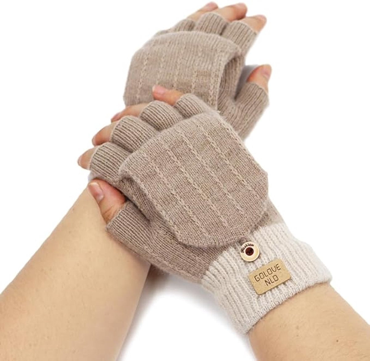 Stylish fingerless winter gloves for women - with finger protectors - plain unisex warm student gloves