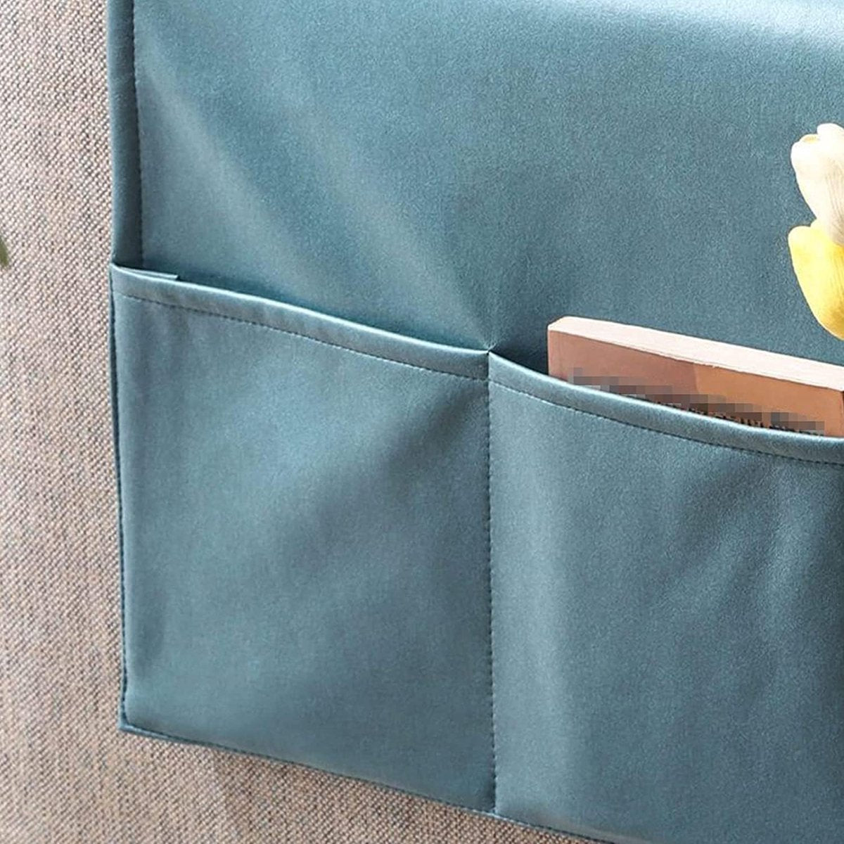 Sofa Armrest Storage - 5 Compartments - Reinforced Tech Fabric - Remote Control Holder - White (60*110CM)