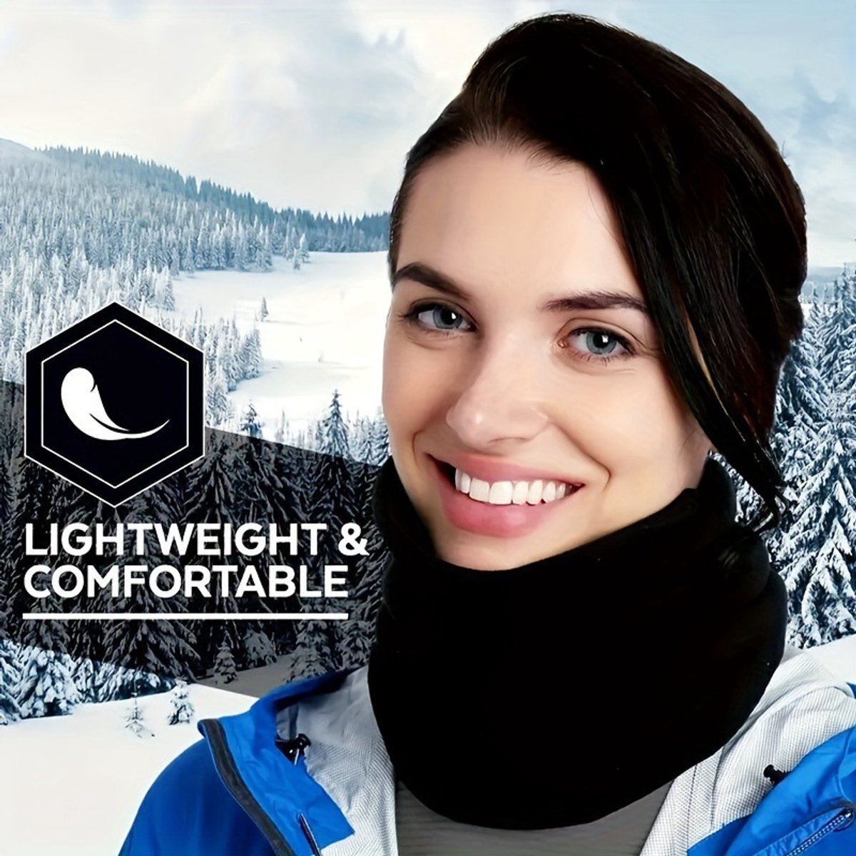 Multifunctional tubular scarf (black) - lined with warm fleece, can be used as a neck warmer or face mask - windproof and warm scarf - suitable for winter sports such as skiing, snowboarding, cycling, hiking, and ice skating