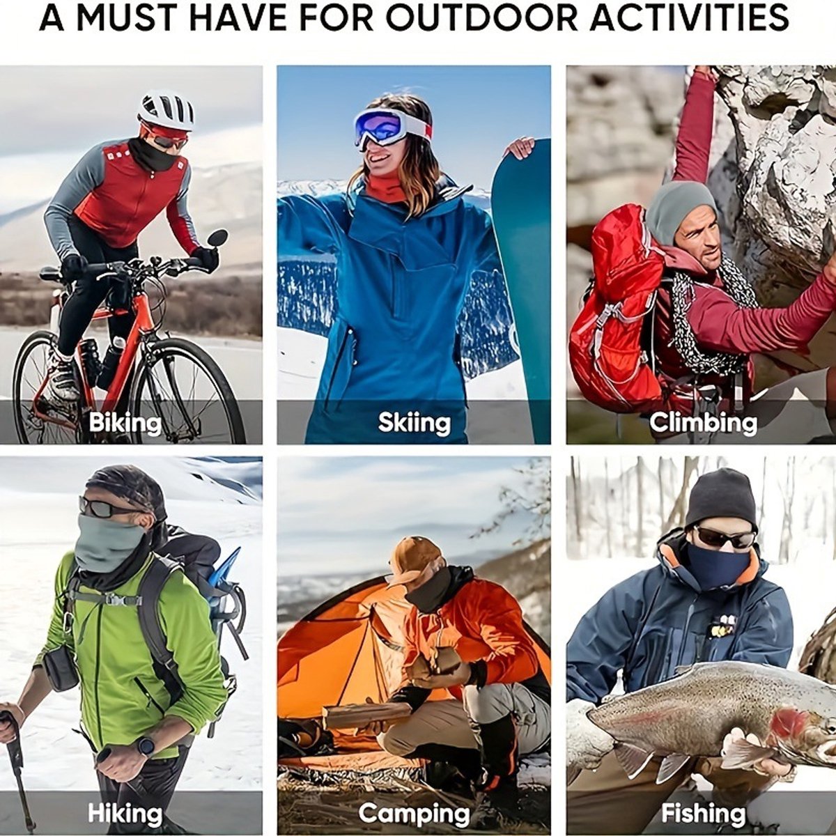 Multifunctional tubular scarf (black) - lined with warm fleece, can be used as a neck warmer or face mask - windproof and warm scarf - suitable for winter sports such as skiing, snowboarding, cycling, hiking, and ice skating