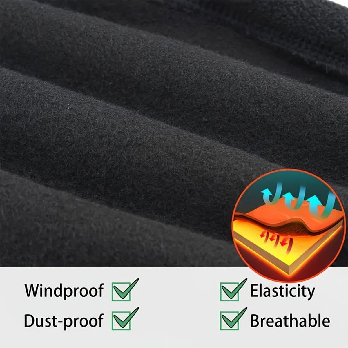 Multifunctional tubular scarf (black) - lined with warm fleece, can be used as a neck warmer or face mask - windproof and warm scarf - suitable for winter sports such as skiing, snowboarding, cycling, hiking, and ice skating