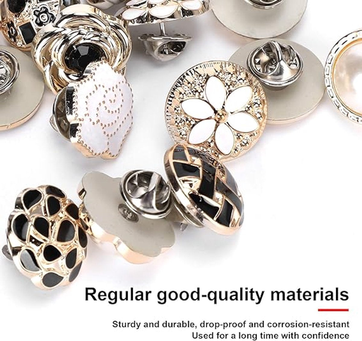 Blouse Brooch Buttons Set 16-piece – Soft enamel, random styles
