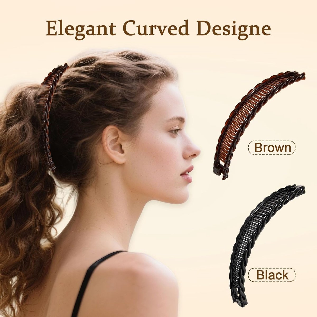Banana hair clip - 2 banana hair combs - Double comb - Long hair clip - Fishtail hair clip - Suitable for women and girls