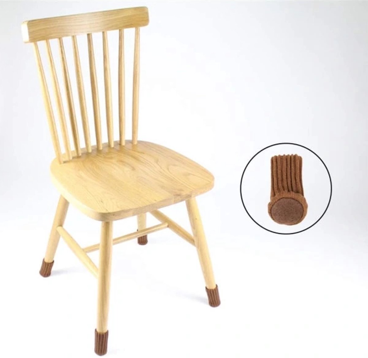 Chair leg protectors 24-pack – Brown, thick knit, non-slip socks