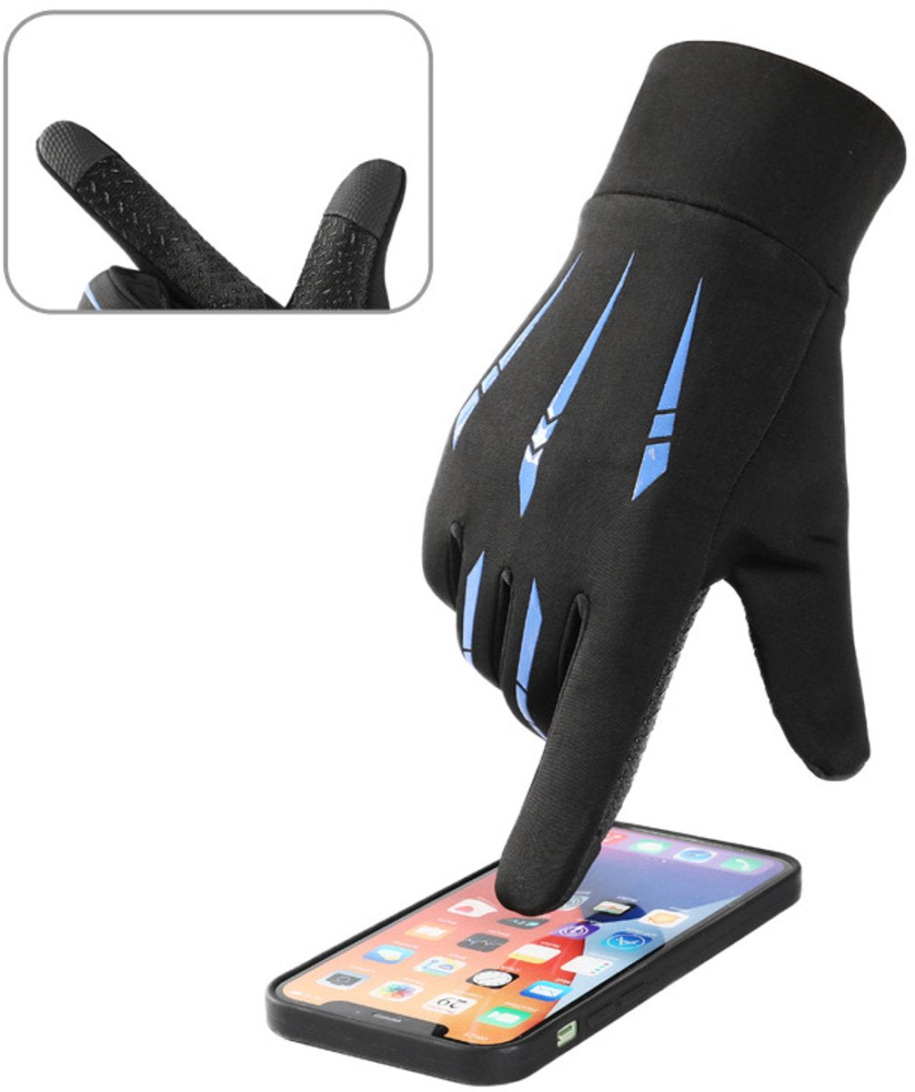 Full-finger winter gloves - touchscreen, fleece-lined, warm, thickened, waterproof, windproof, and non-slip for outdoor cycling.