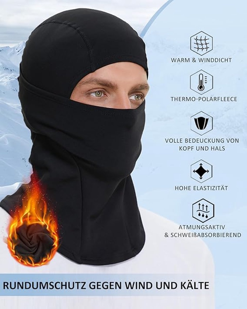 Face mask - Winter Sturmhaube Fahrrad Motorrad Ski Schlauchschal (Unisex) Black