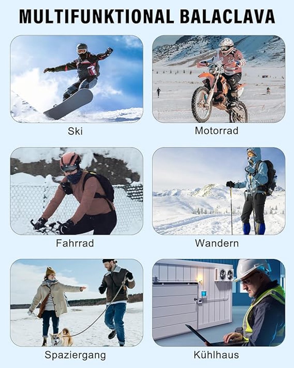 Face mask - Winter Sturmhaube Fahrrad Motorrad Ski Schlauchschal (Unisex) Black