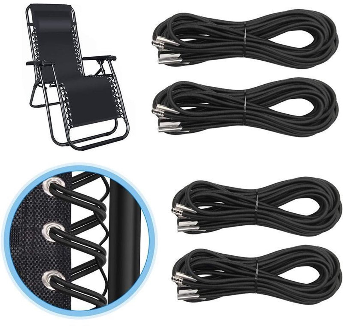 Elastic band for 1 set – Black, 2 long + 2 short (export model)