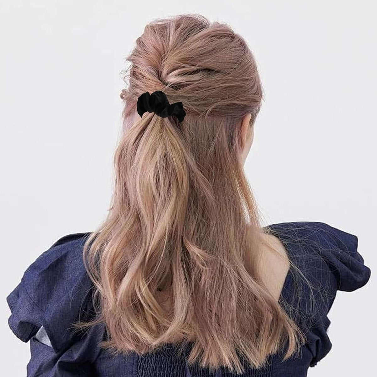 2-pack hair ties - Soft knitted hair ties for women - Hair ties for girls - Elastic headbands - Hair ties for ponytails - Hair accessories - Women & girls (black)