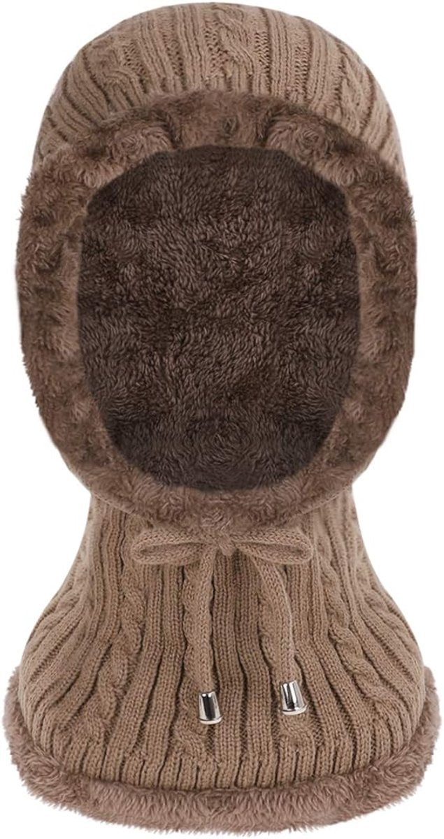 Warm Winter Hat with Fleece Lining - Balaclava Scarf Set - for Skiing, Hiking and Winter Sports