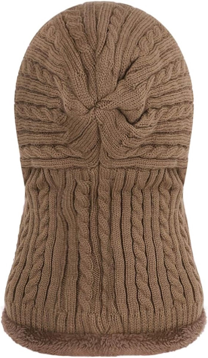 Warm Winter Hat with Fleece Lining - Balaclava Scarf Set - for Skiing, Hiking and Winter Sports