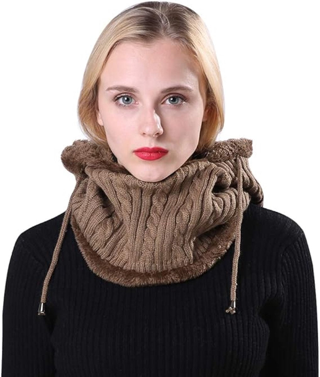 Warm Winter Hat with Fleece Lining - Balaclava Scarf Set - for Skiing, Hiking and Winter Sports