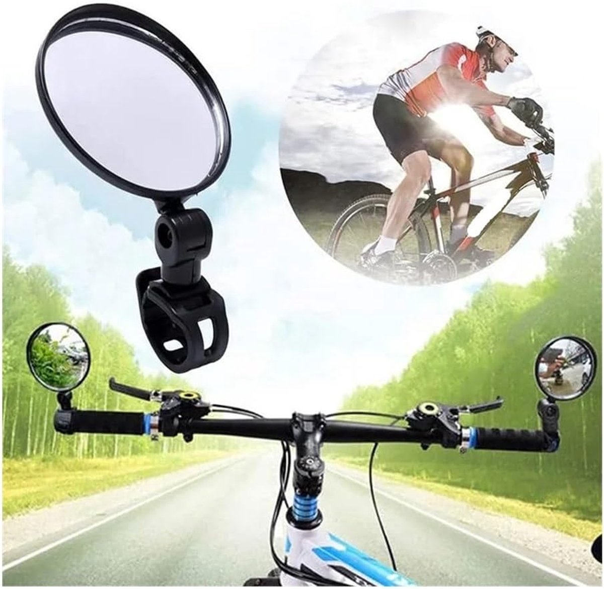 Motorcycle rearview mirror - bicycle rearview mirror 360-degree rotatable auxiliary convex mirror - bicycle rearview mirror on the handlebars
