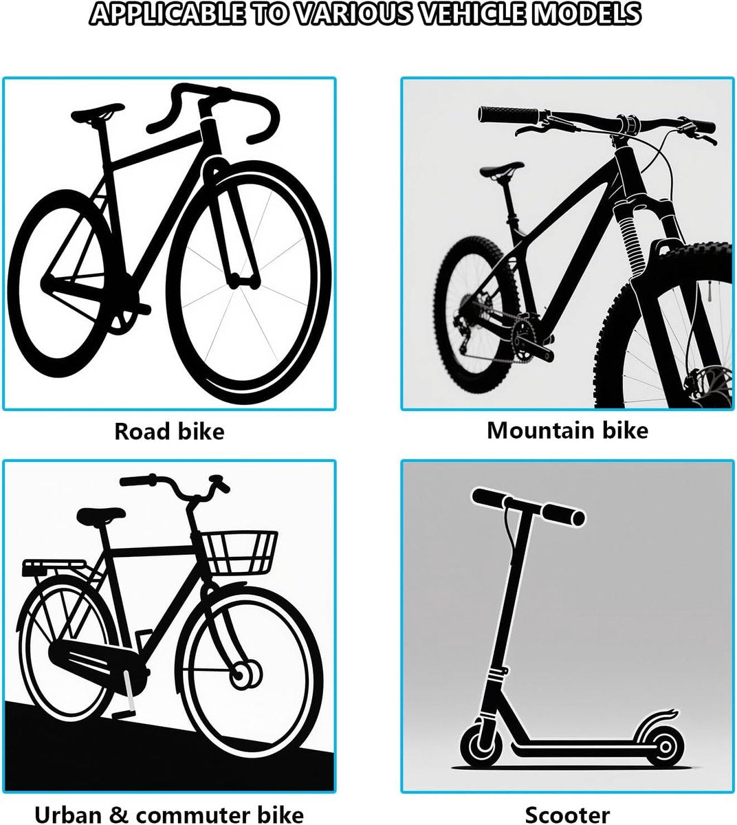 Bicycle handlebar grips - 90 mm long - suitable for bicycles, mountain bikes, beach cruisers, scooters, and folding bikes - soft, comfortable, and non-slip.