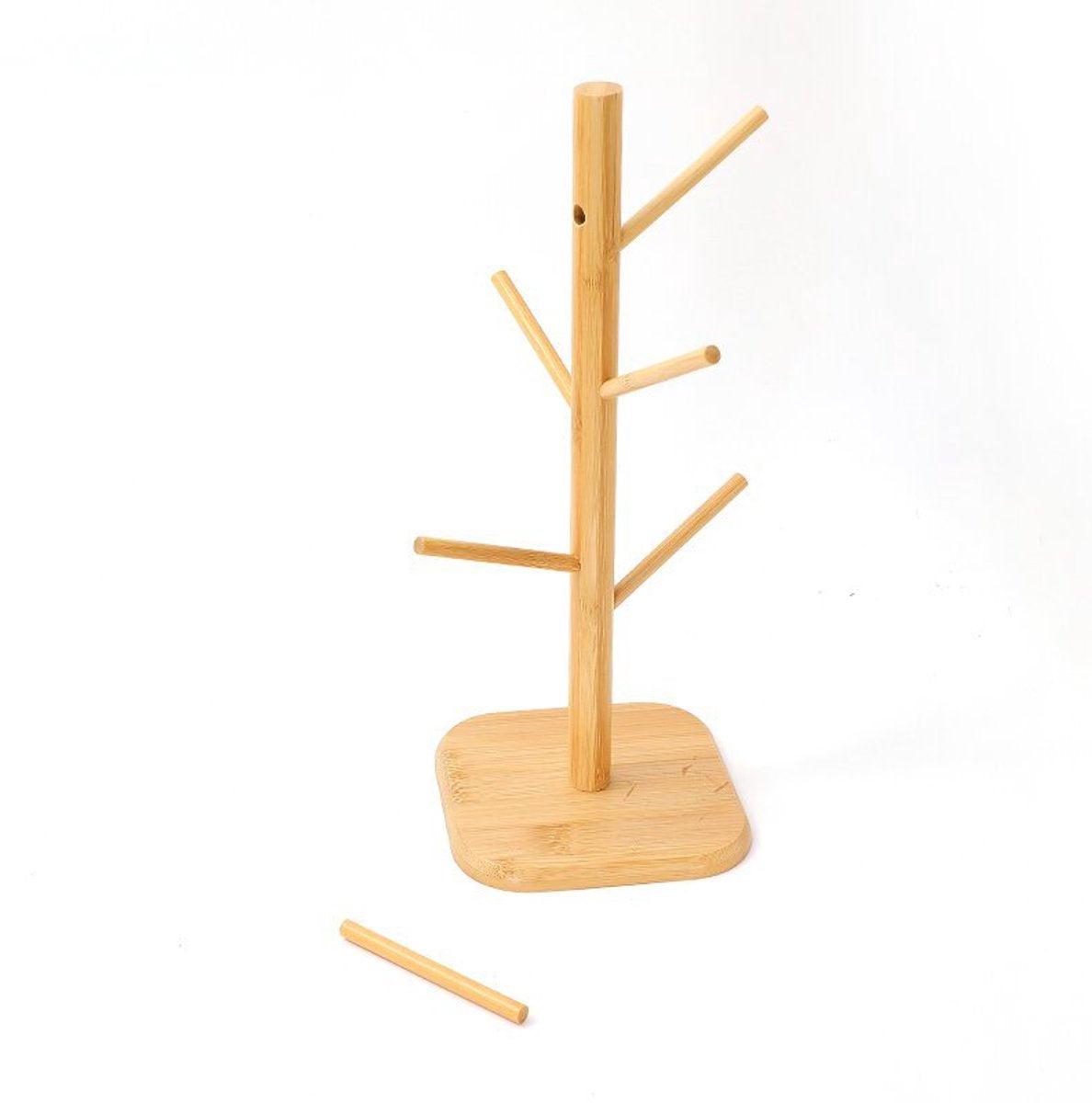 Bamboo Coffee Cup Tree - 6 Hooks - Space-saving - Stable - For Kitchen Table or Coffee Bar