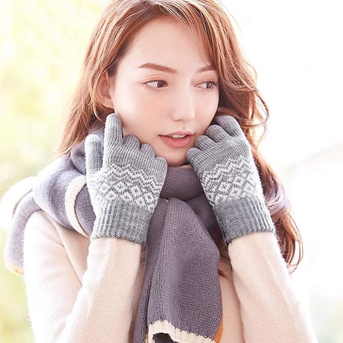 Gloves-men's gloves Women's winter gloves - Snowflake print Warm touchscreen gloves - Unisex - Reusable