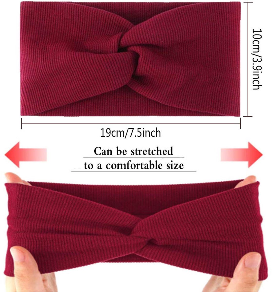 Vierteiliges Stirnband-Set für Damen und Mädchen – Elastics, breites Stirnband – Sport-Stirnband – Baumwoll-Haaraccessoire mit Kreuzmuster für Yoga