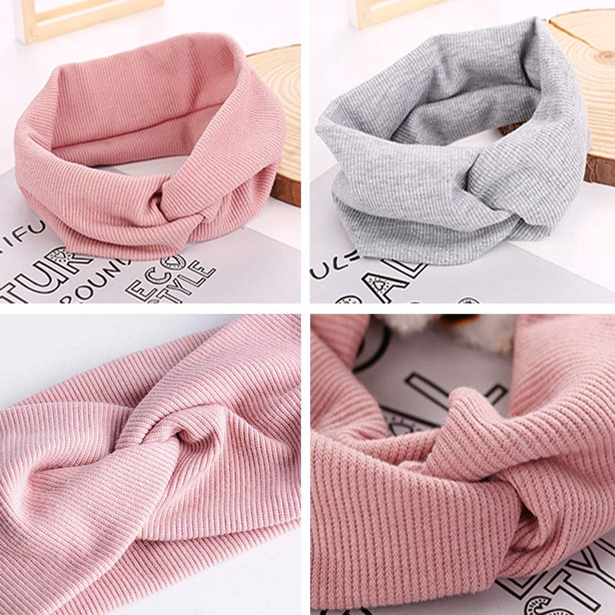 Vierteiliges Stirnband-Set für Damen und Mädchen – Elastics, breites Stirnband – Sport-Stirnband – Baumwoll-Haaraccessoire mit Kreuzmuster für Yoga