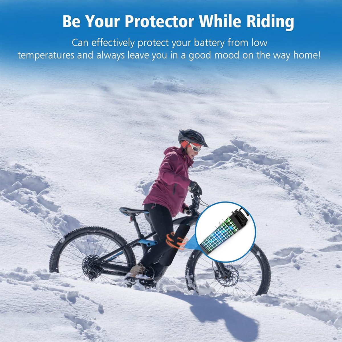 E-Bike Battery Protective Cover - Integrated Battery Cover - Integrated Battery Cover - Battery Cover Electric Bike or E-Bike - Protective Cover for Luggage Rack Battery of Electric Bike - Bicycle Battery Protective Cover - Battery Cover - Universal - Bla