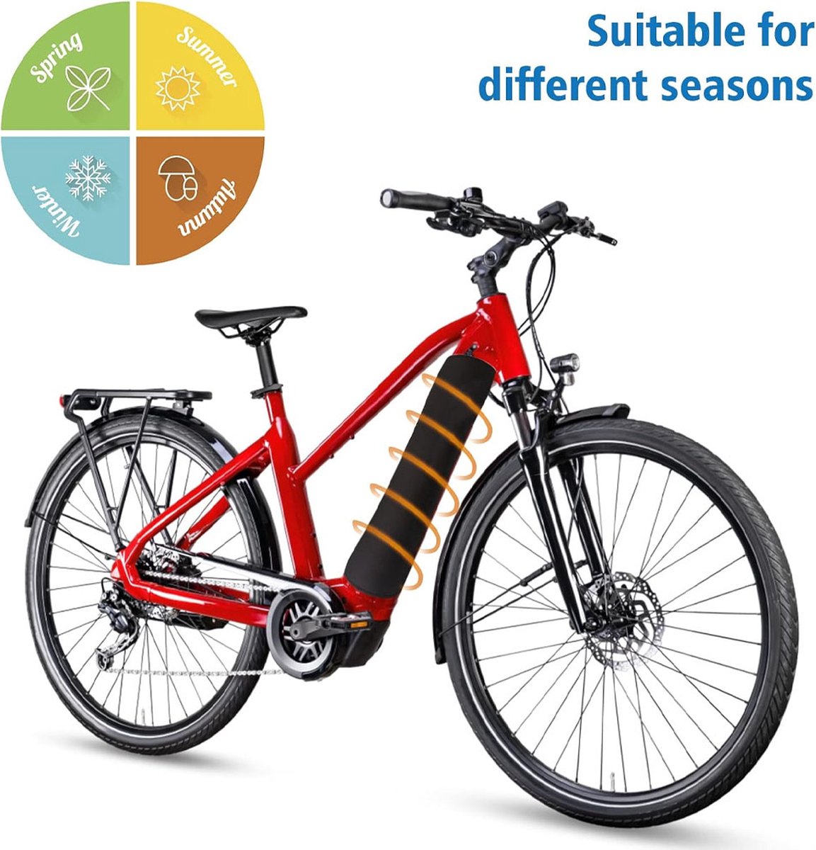 E-Bike Battery Protective Cover - Integrated Battery Cover - Integrated Battery Cover - Battery Cover Electric Bike or E-Bike - Protective Cover for Luggage Rack Battery of Electric Bike - Bicycle Battery Protective Cover - Battery Cover - Universal - Bla