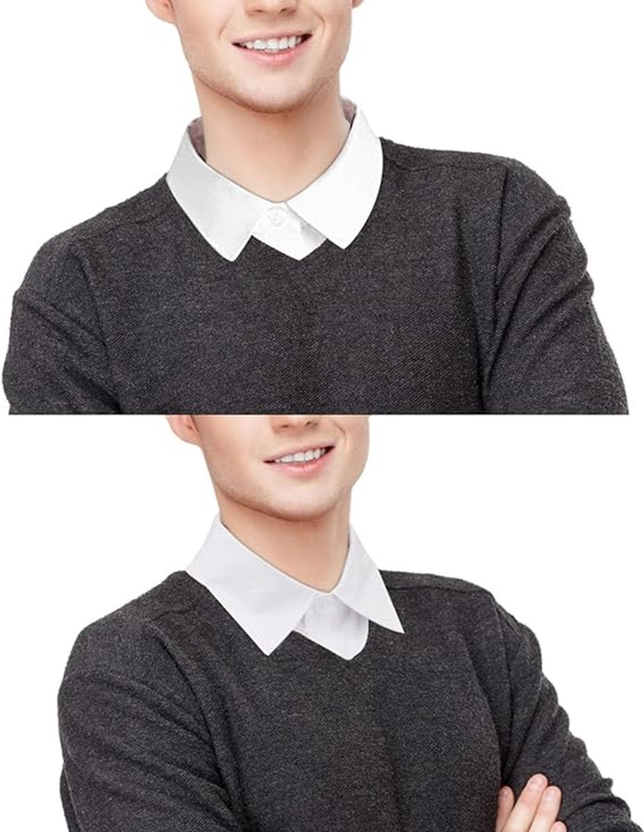 Set of 2 Women's Shirt Collars - Detachable Pointed Collar Basic - Collars for Women - Detachable Women's Collars to Wear Undergarments - Shirt Collar - Shirt Collar - Faux Detachable Collar - Shirt Replacement - One Size Adjustable - Black and White