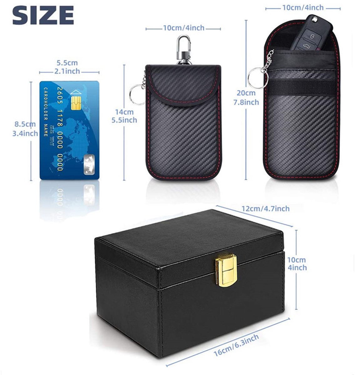 RFID Car Key Anti-Theft - RFID Protective Case Car Key - Protective Case Car Key Box - Car Key Safe - RFID Anti-Theft Box - Faraday Box Car Key - Faraday Box - Keyless Entry Case - Key Pouch - Key Bags - Three-Piece Set