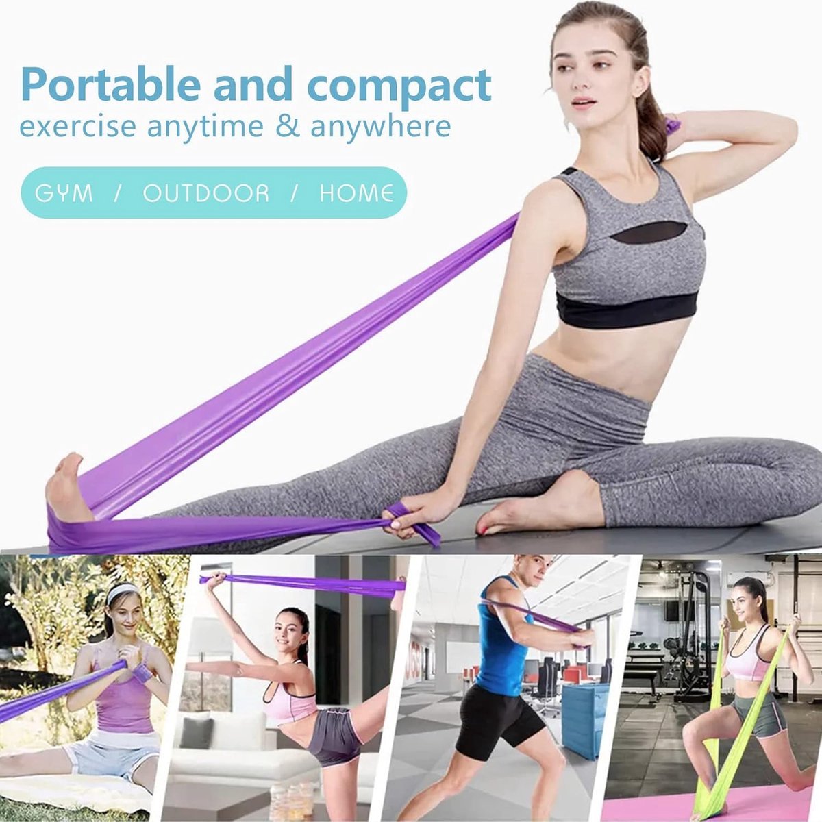 3 pieces - Resistance bands - Silicone exercise bands - With different resistance intensities - Silicone exercise bands - Exercise bands for training, physiotherapy, stretching, recovery, Pilates, rehabilitation and yoga