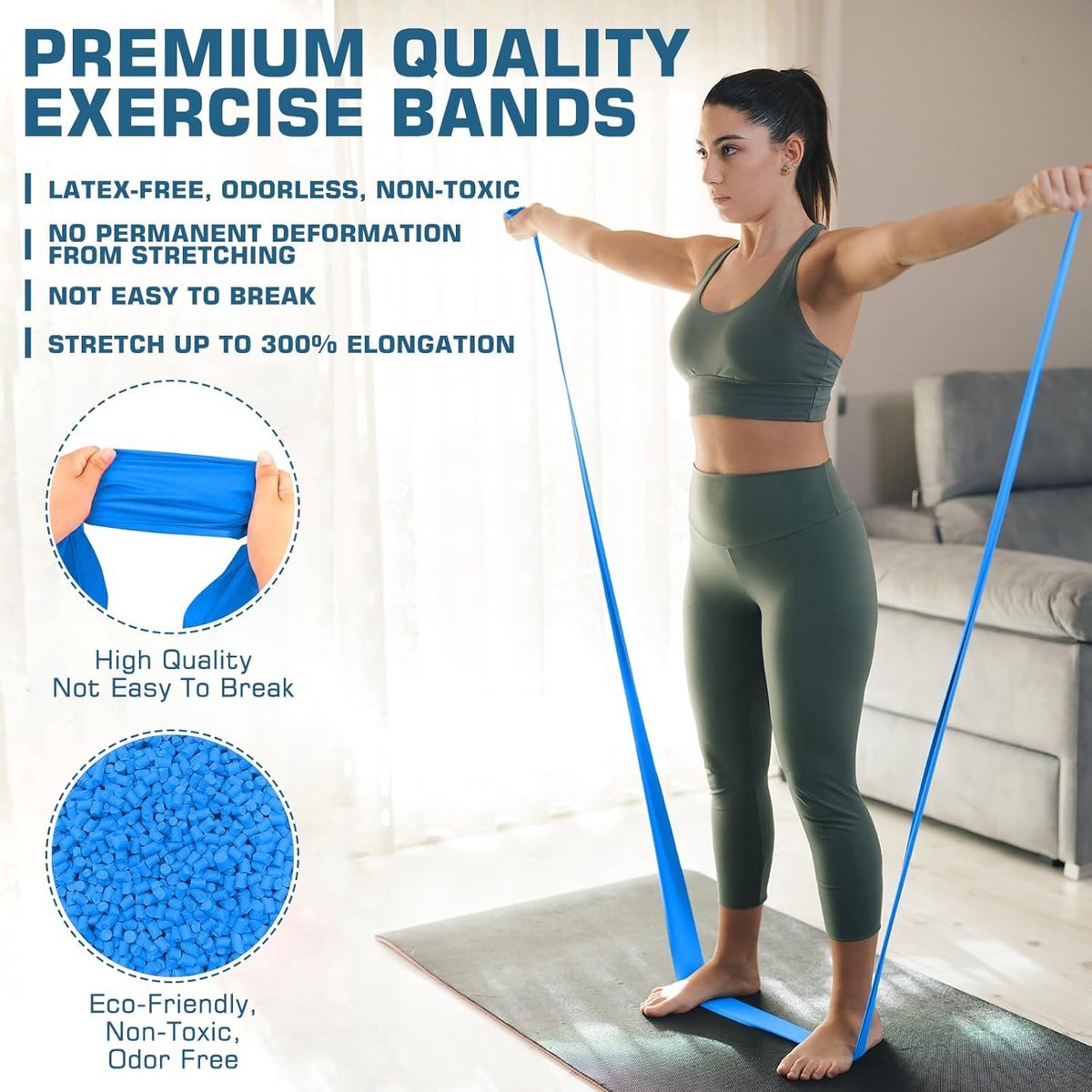 3 pieces - Resistance bands - Silicone exercise bands - With different resistance intensities - Silicone exercise bands - Exercise bands for training, physiotherapy, stretching, recovery, Pilates, rehabilitation and yoga