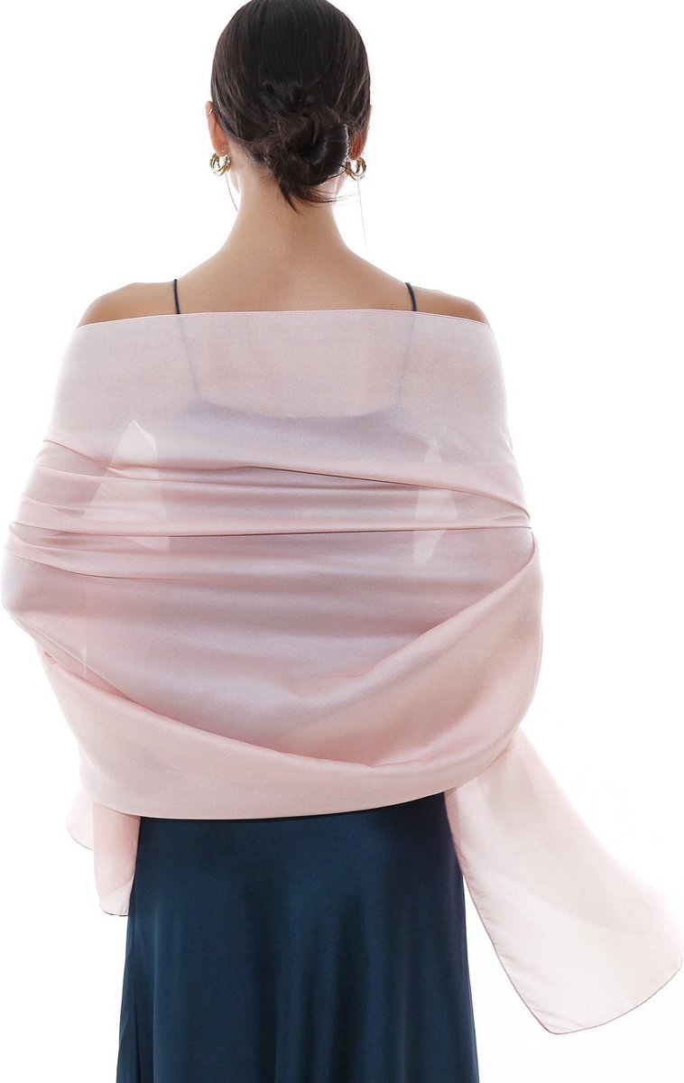 Women's Scarf - Wrap - 200*70 Cm - Soft & Skin-Friendly - Silk Sheen - Thin Wrap - Fashion Scarf - Scarf for Women - Ladies' Scarf - Stole - Neck Scarf - Women's Scarf - Long Satin Wrap - Light Pink - Gift - Elegant