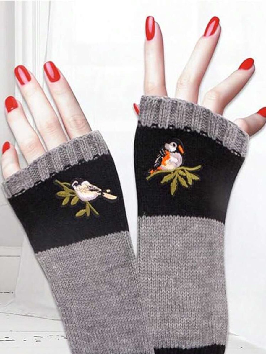 Wrist Warmers - Knitted Women's Fingerless Gloves - Wrist Warmers - Long Knitted Wrist Warmers - Fingerless Gloves - Gloves for Autumn & Winter - Black - 1 Pair - One Size